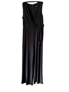 Tiana B. Black Sleeveless Wrap Jumpsuit made in USA Size 14
